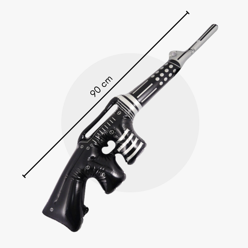 Gangster 90cm Inflatable Machine Gun Black with Silver Detail & Fake Cigar Set - 第 2/7 張圖片