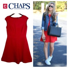 Chaps Ralph Lauren 6 Medium Dress Fit Flare A-Line Red Wedding Party          K