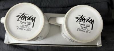 STUSSY Pair Set Mug Cup Black White 25th Anniversary NEW