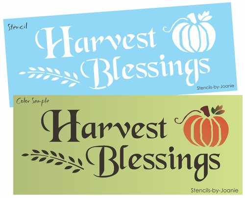 Joanie Stencil Harvest Blessings Country Pumpkin Prim Fall Willow DIY Signs - Picture 2 of 6