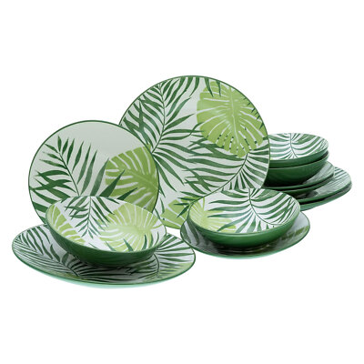 CreaTable 25860 TROPICANA grün Geschirrset Teller Set 12 tlg. Geschirrset 