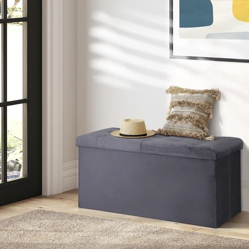 Folding Storage Ottoman Bench Foot Rest Foot Stool for Bedroom Entryway Indoor - Imagen 61 de 93