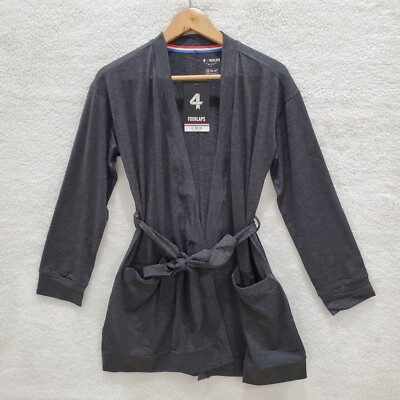 Fourlaps Women's Small Black Heather Stratus Wrap Robe Pockets