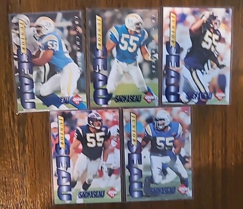 1995 Collector's Edge Junior Seau - SACKASEAU - Complete 5 Card Promo Set - NM