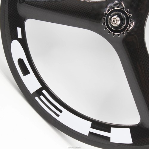 700C pista strada ingranaggio fisso bicicletta carbonio bici set ruote 3 razze cerchio tre razze - Foto 9 di 24