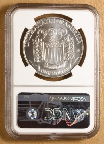 1992 D Olympics Commemorative Silver Dollar NGC MS70 - Picture 2 of 2