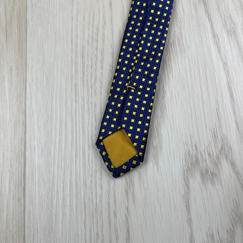 Sulka Mens Navy Blue Gold Woven Pointed Heart Tick Flicker Wide Tie - Picture 7 of 12