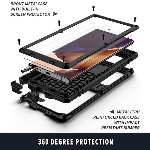 ✅Screen Glass Metal Case Cover Stand For Samsung S20 S21 S22 S23 S24 Note 20 - 第 5/61 張圖片