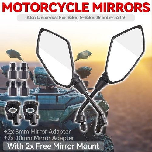 X2 10mm Universual 7/8" Motorcycle Side Mirror ATV Scooter E-Bike Rearview - 第 1/8 張圖片