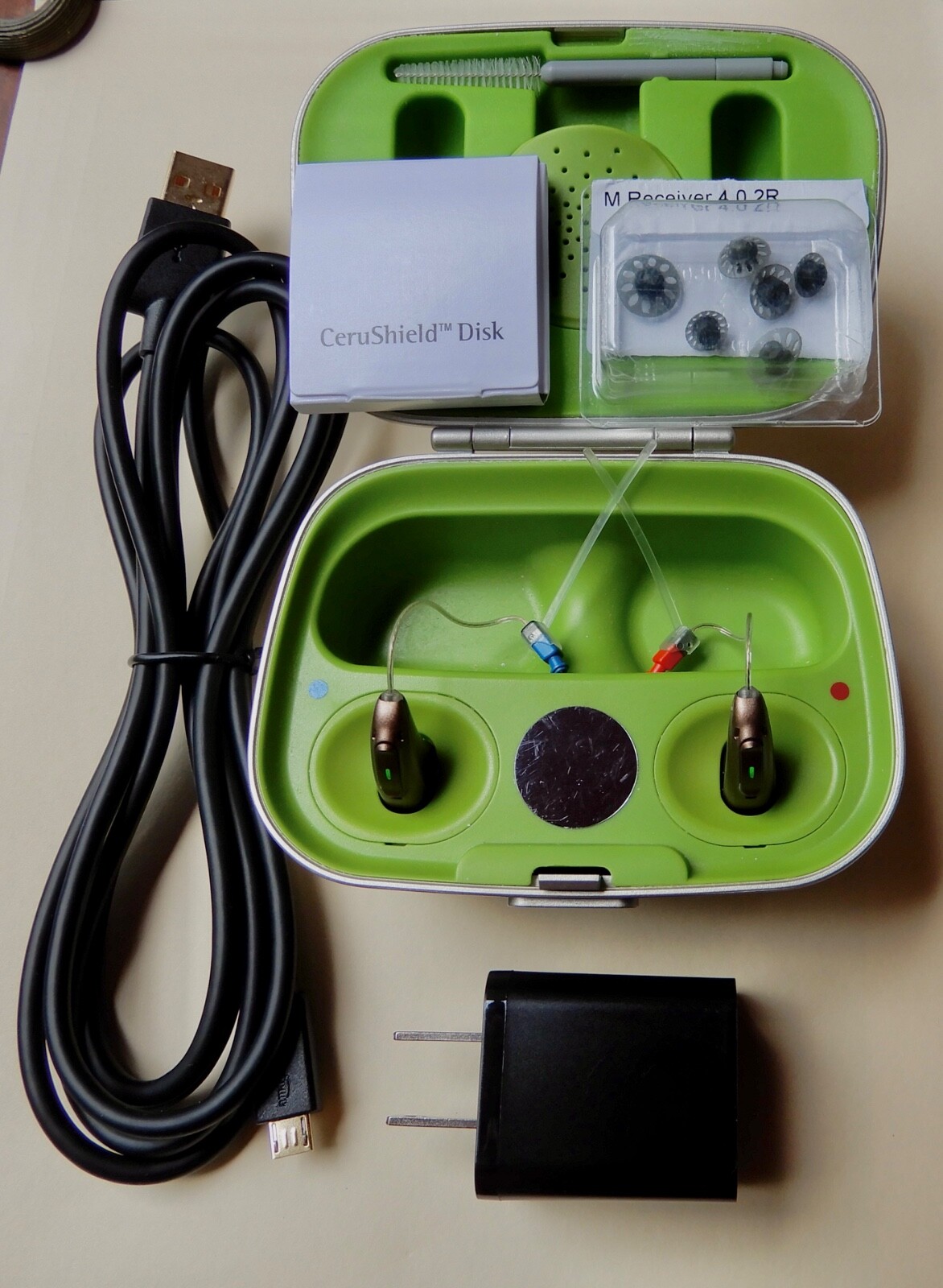 AUDEO 0459 Bluetooth Rechargeable RIC Hearing Aids for Clear Sound  