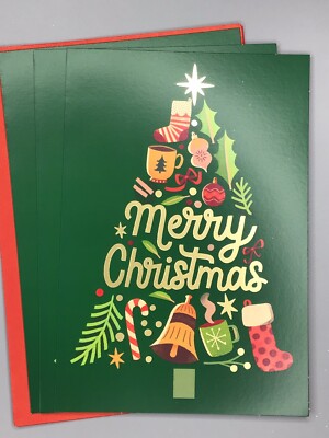 3 Hallmark Merry Christmas Holiday Cards Friends Family 8x5.25 Expressions Tree