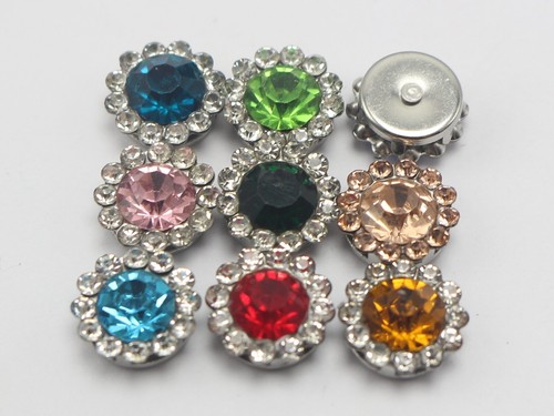 50 Silver Bling Crystal Rhinestone Pearl Flatback Button Beads 9mm for Wedding - Picture 3 of 14