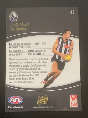SELECT 2014 AFL HONOURS 1 COMMON CARDS - PICK YOUR CARD - Picture 81 of 311