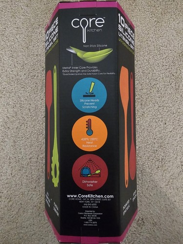 Core Kitchen - Set di Utensili in Silicone da 10 Pezzi in Colori Assortiti con Sovrastampo... - Foto 4 di 10