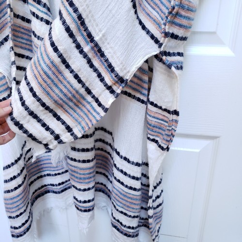 Kimono American Eagle blanco a rayas flecos suroeste para mujer O/S - Imagen 4 de 7