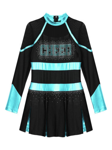 Costume vestito squadra bambina ragazza glitterato cheerleading colore contrasto uniforme - Foto 26 di 84