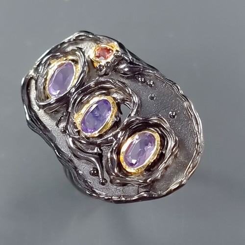 Natürlicher Amethyst Ring 925 Sterling Silber Größe 7,5 /B-R2267