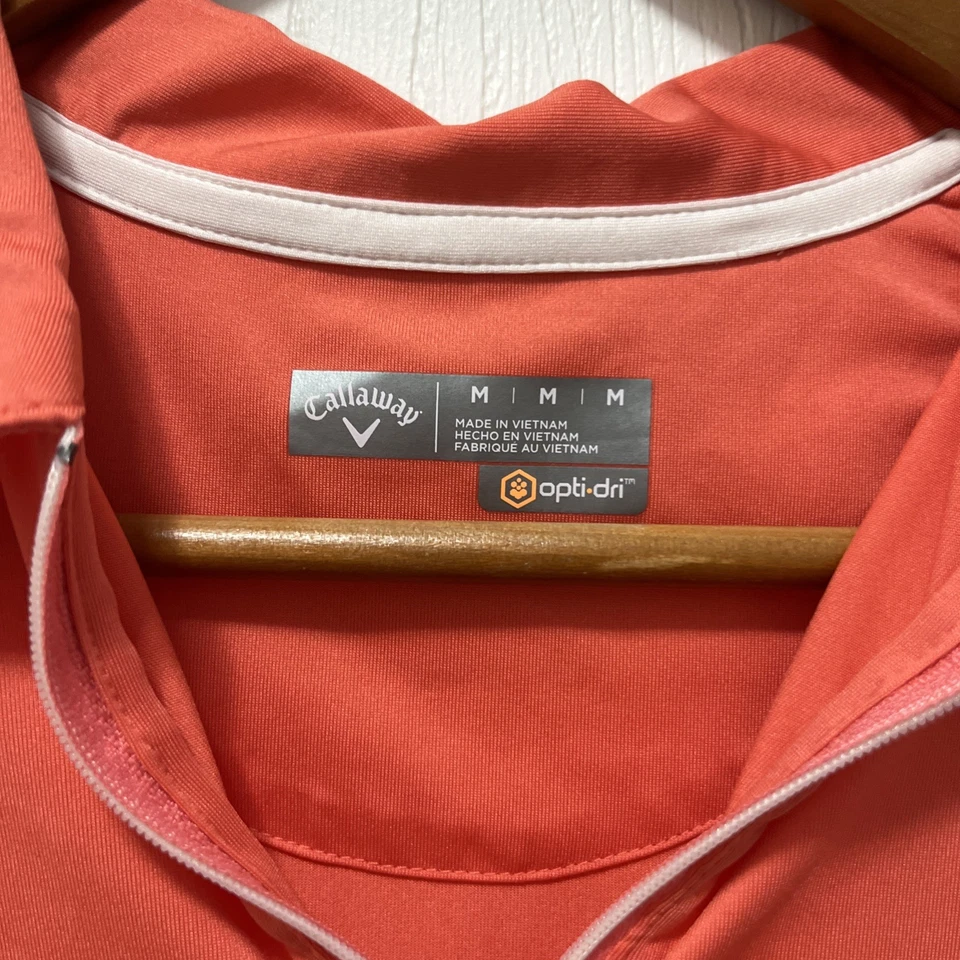Camisa Polo Callaway Para Mujer Mediana Sin Mangas Top 1/4 Cremallera Opti Seco Golf Polo Melocotón  Foto 2 de 4