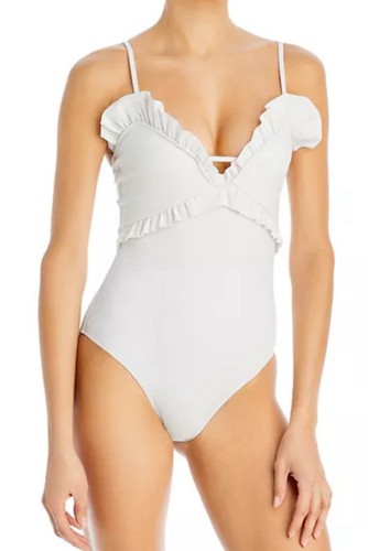 Evarae Madison One Piece Ruffle Trim Swimsuit, Sugar White, US 12, $295 - Picture 1 of 9