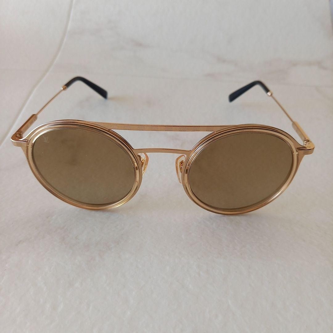 Vintage LOUIS VUITTON ブラウンゴールドミュール LOUIS VUITTON Damier Shuffle Sunglasses Z1025E Gold Black Frame