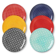 DOWAN 10" Colorful Dinner Plates Set of 6, Ceramic Dessert Plates Set for Sal...