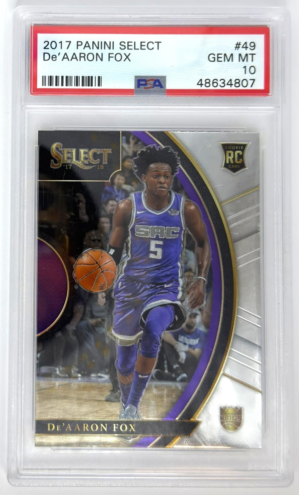 2017-18 Panini Select #49 De'Aaron Fox RC ROOKIE PSA 10
