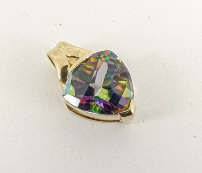 9 kt Gold Mystic Topas Anhänger Billion groß 3,3 Gramm gepunzt mit Geschenkbox