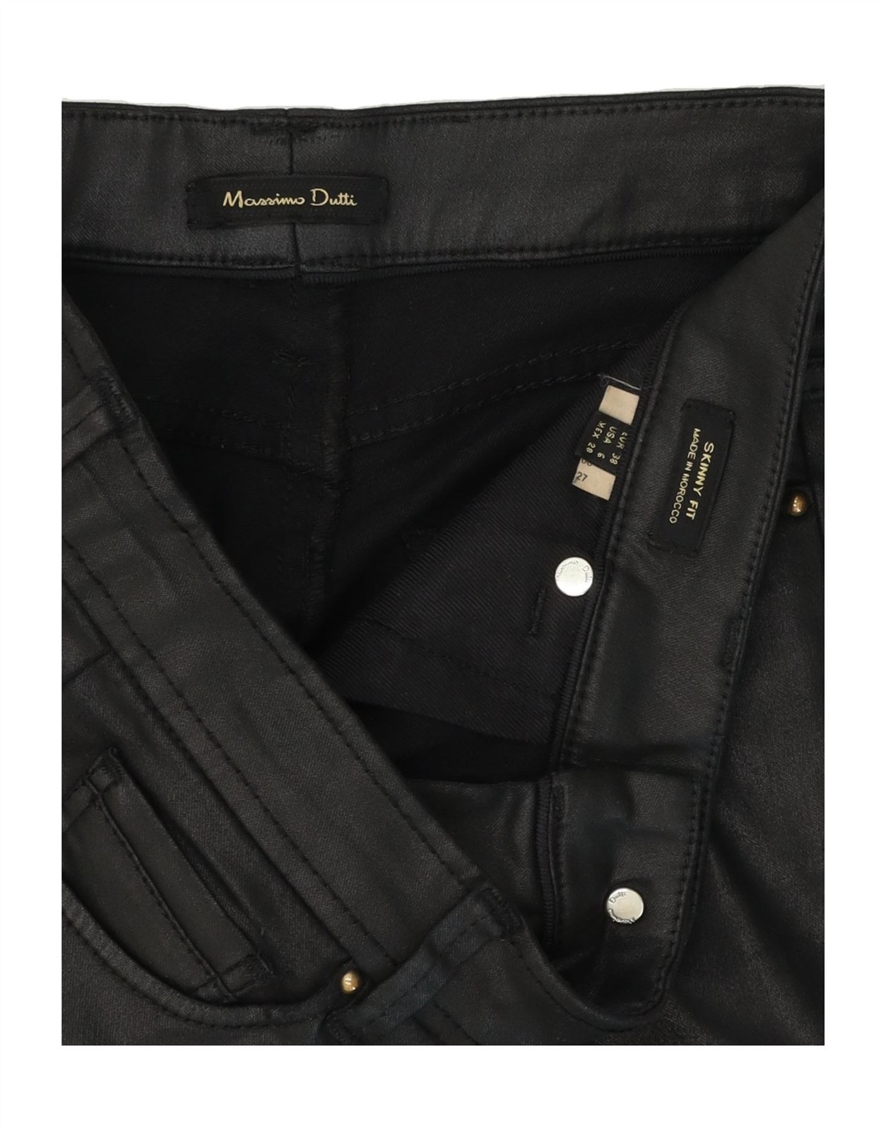 MASSIMO DUTTI Womens Skinny Casual Trousers EU 38 Small W28 L30 Black DF41 thumbnail 3