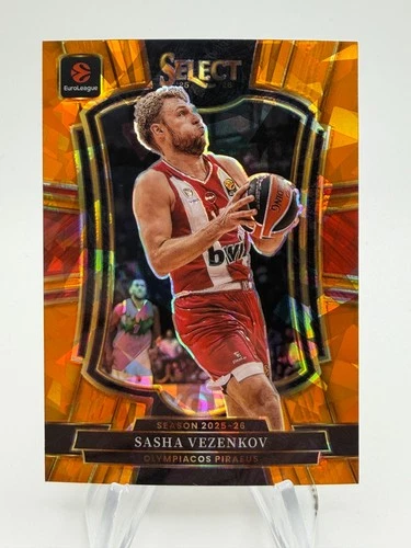 2025 Panini Select EuroLeague Basketball Orange Cracked Ice Sasha Vezenkov #149