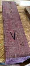 ONE EXOTIC CURLY PURPLEHEART BLANK KILN DRIED WOOD LUMBER 12" X 4" X 3" V