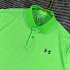 Under Armour Performance Polo Shirt Mens Large Green Short Sleeve Golf HeatGear