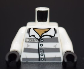 LEGO Minifigure Torso Prisoner 86753 jail inmate white grey stripe Ninjago 70591