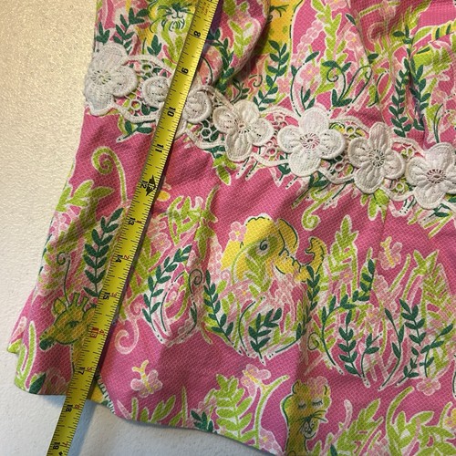 Vintage Lilly Pulitzer Größe 2 Neckholder Top Blumen Tier Spitze bunt Spaß Neuheit - Bild 5 von 7