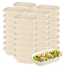 50 Pack Take Out Food Containers PP Lid 33 Oz Disposable Cardboard Meal Prep