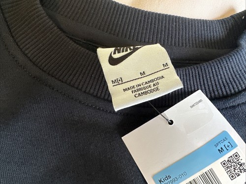Nike Kids Sweatshirt Black White Size M FD2993-010 - Picture 3 of 5