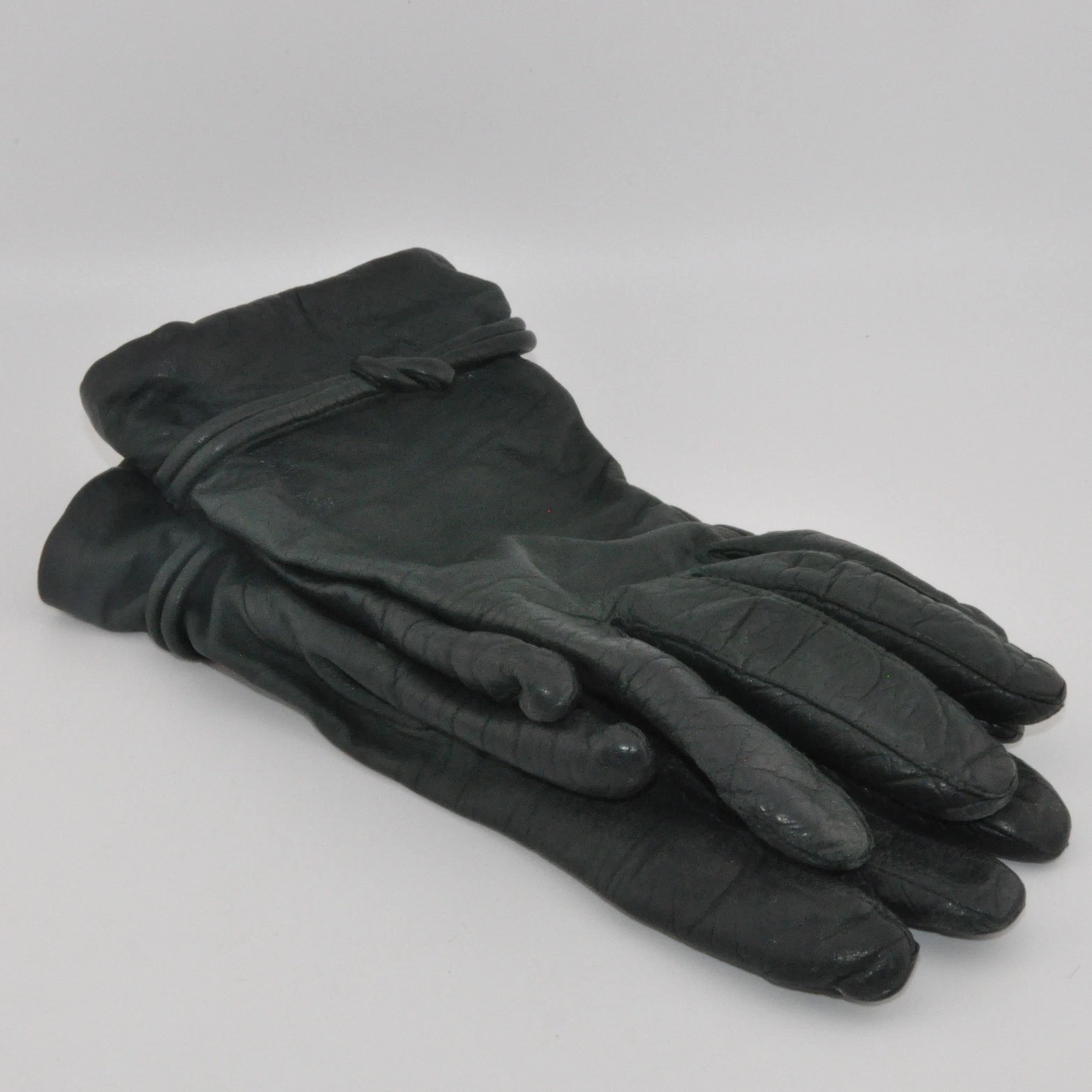 Wilsons Leather Gloves Medium Green Good Knotted Wrist S4123 L