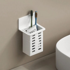 1pc Wall-Mounted Toothbrush Toothpaste Holder with Razor Comb Hooks for Bathroom