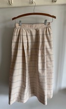 Vtg Cotton Pleated Bill Blass Skirt Pockets Midi Librarian 80's Plaid XS 0-4
