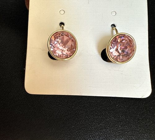 One Pink Crystal Drop Earrings - Picture 5 of 5