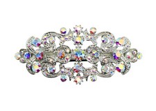 Faship Gorgeous AB Rhinestone Crystal Floral Barrette