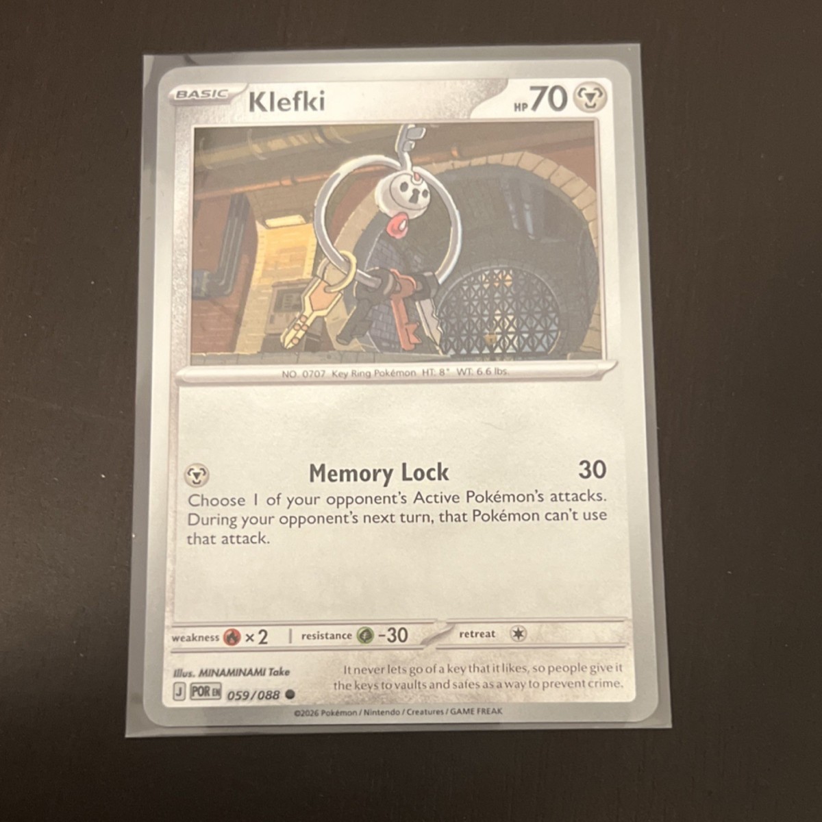 Pokémon Klefki 059/088 POR Set Basic Card HP 70 Attack 30 English