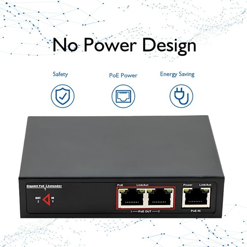 Gigabit PoE Extender - 1 in 2 Out, PoE+ 60W, IEEE 802.3af/at Repeater, Lightn... - 第 5/7 張圖片