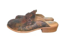Sofft Womens Nels Taupe Floral Leather Slip On Loafer Mules Shoes Size 7 