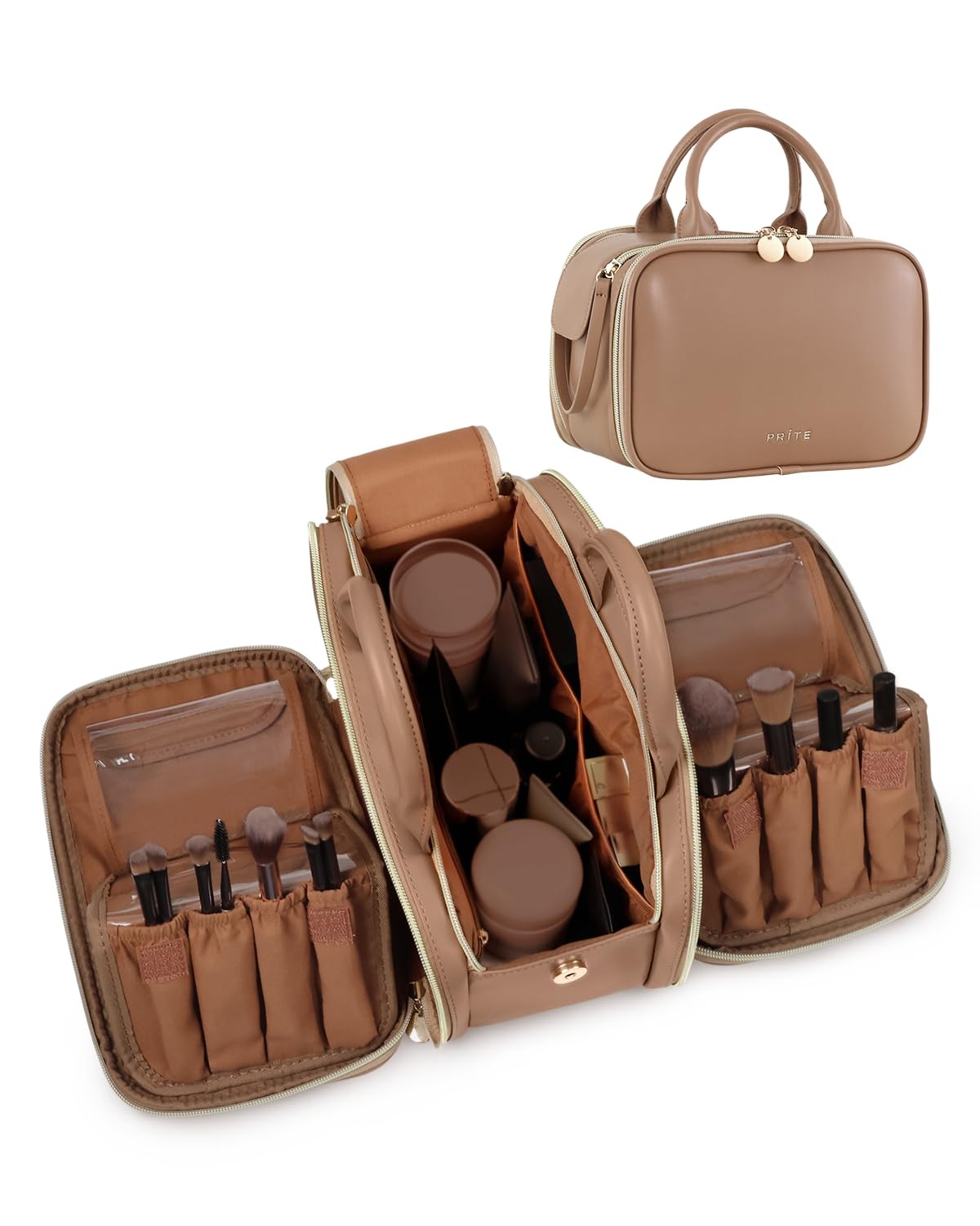 Large Waterproof Makeup Bag for Women with High Capacity Travel Cosmetic Organizer-image