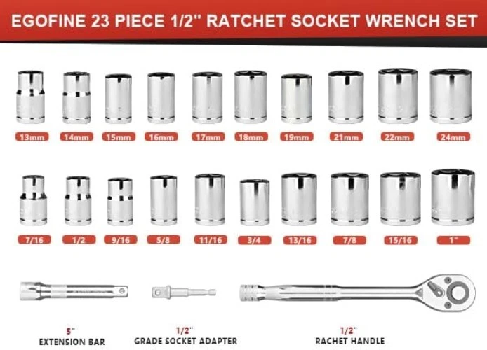 Mirror Chrome Plated Socket Set with 45-Tooth Ratchet - Image 4 of 4