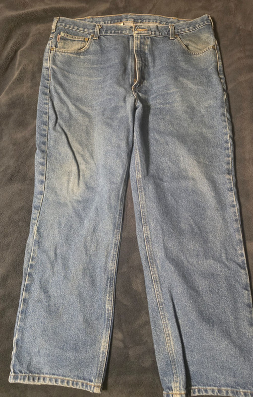 Vintage Carhartt B180 DST Dark Stone Wash Jeans 42x30 Straight leg worn denim