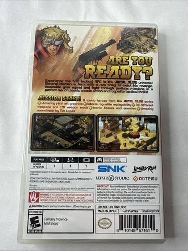 Metal Slug Tactics Brand New NINTENDO SWITCH US ESRB Release Limited Run LRG - Picture 2 of 6