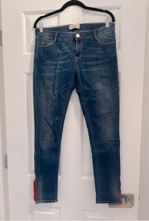 Sexy Etienne Marcel Vaqueros Ajustados con Marca Rojo Cremalleras al Tobillo - 31 Cintura (8-10) Foto 4 de 4