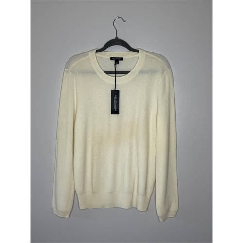 Saks Fifth Avenue Ivory Crewneck Cashmere Sweater Large New!