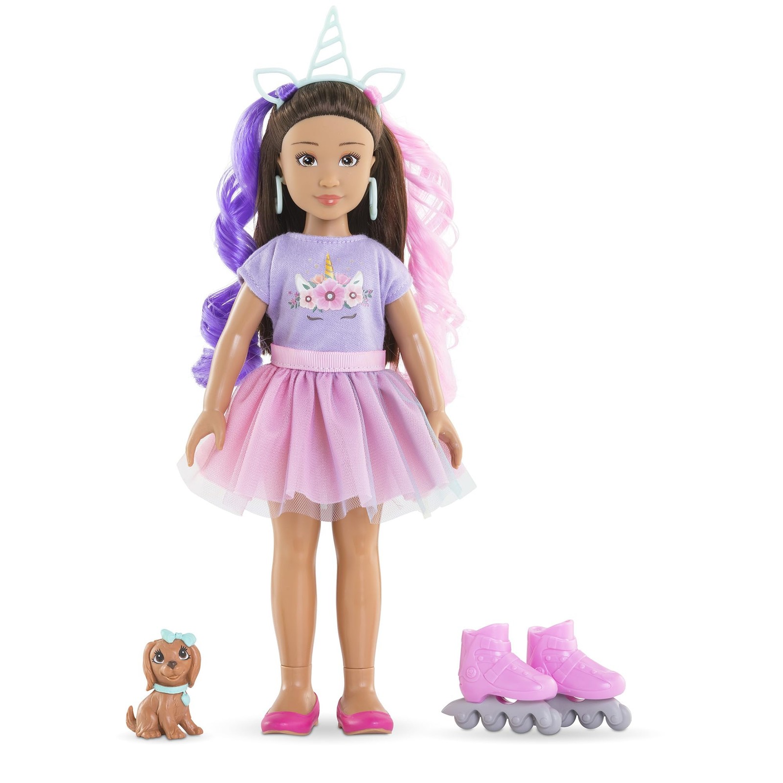 Corolle Girls Luna Unicorn Set Dressing Doll with Dog Unicorn Headband Earrin 7190₽